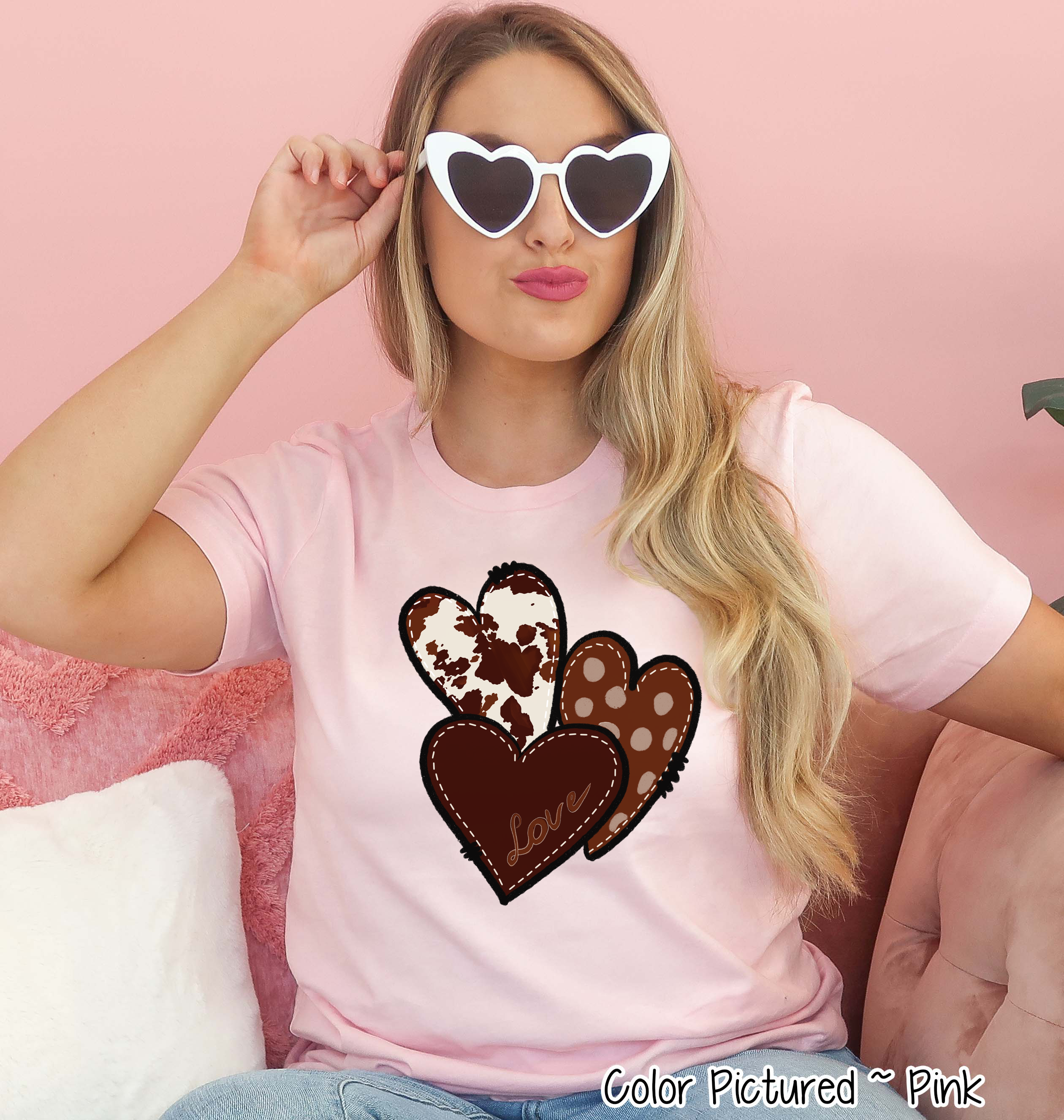 Western Cow Hide Heart Trio Valentine Shirt