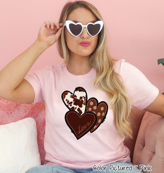 Western Cow Hide Heart Trio Valentine Shirt