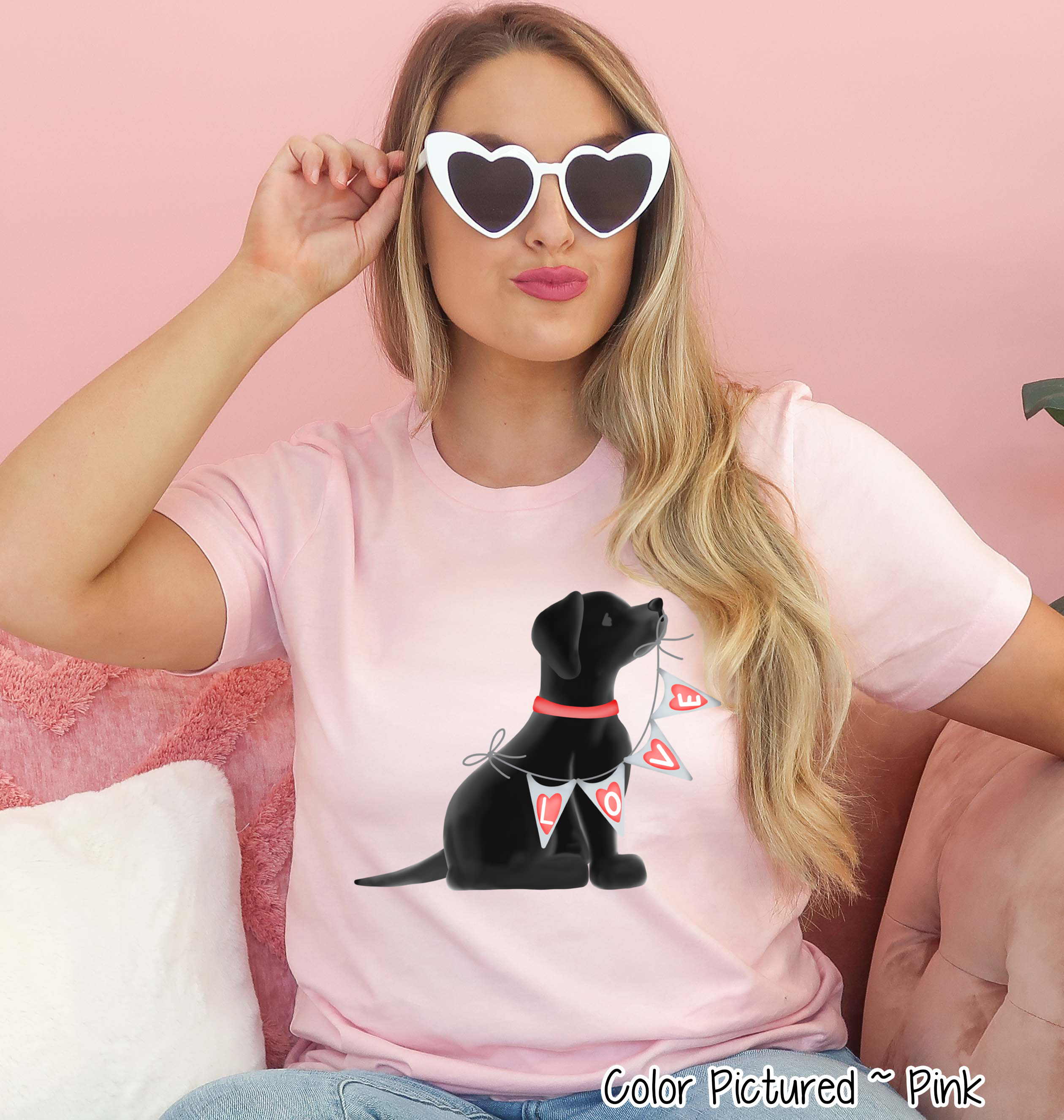 Black Lab Dog Love Valentine Shirt