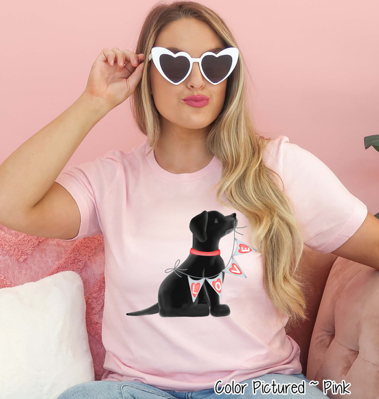 Black Lab Dog Love Valentine Shirt
