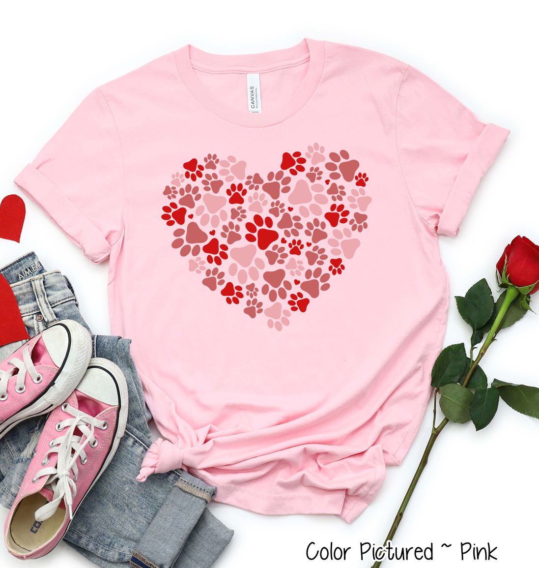 Paw Print Heart Valentine Shirt