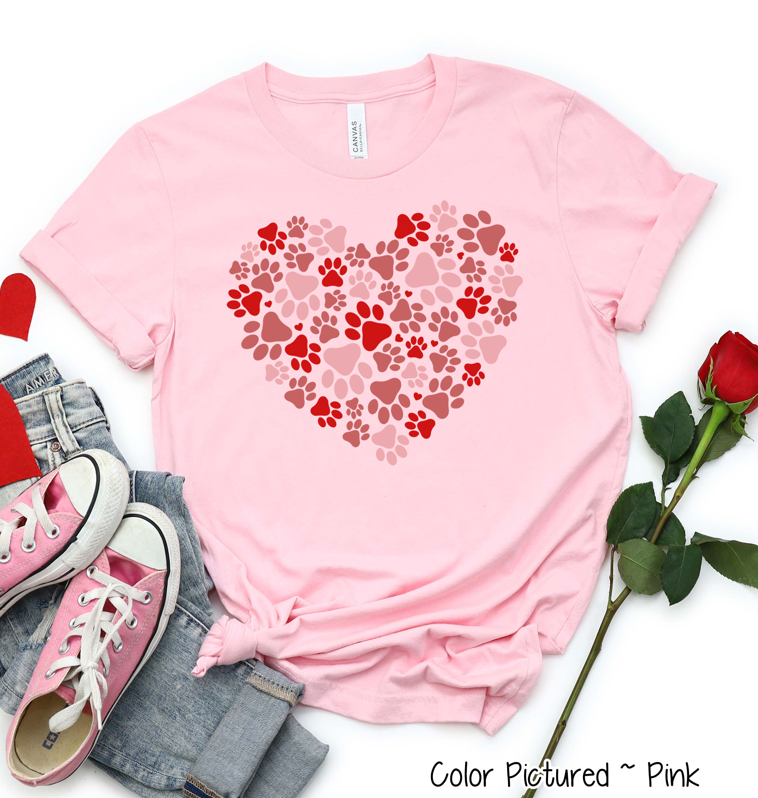 Paw Print Heart Valentine Shirt