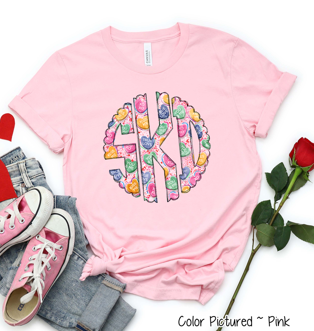 Monogram Conversation Hearts Prints Valentine Shirt