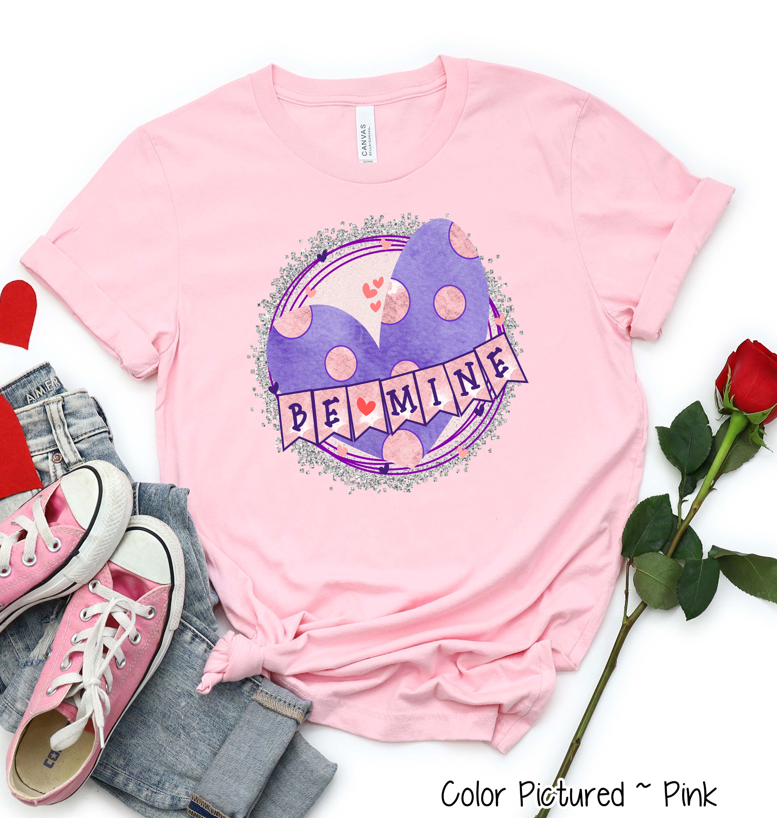 Be Mine Purple Polka Dot Heart Valentine Shirt