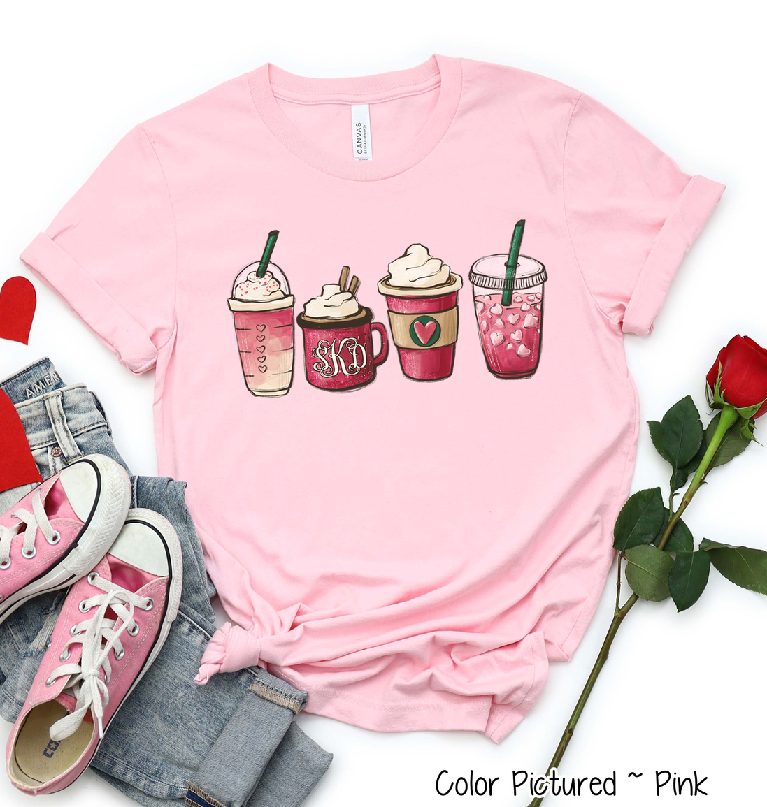 Monogram Coffee Drinks Valentine Shirt