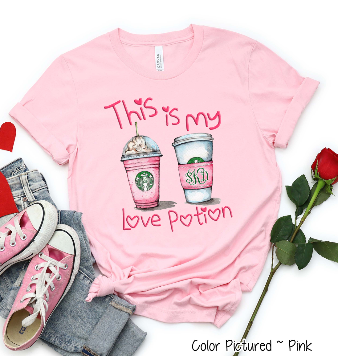 Monogram Love Potion Starbucks Coffee Valentine Shirt