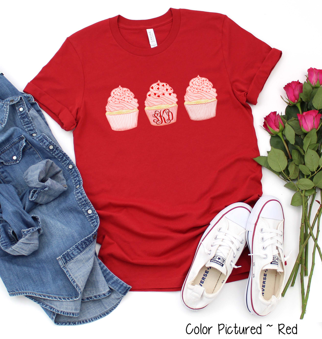 Monogram Cupcake Trio Valentine Shirt