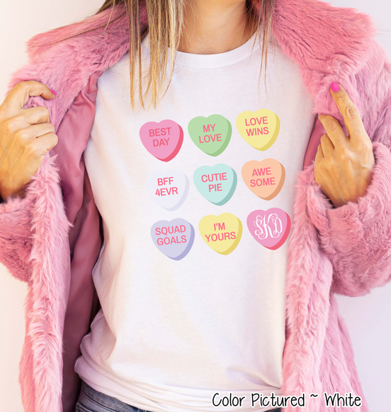 Monogram Conversation Hearts Grid Valentine Shirt