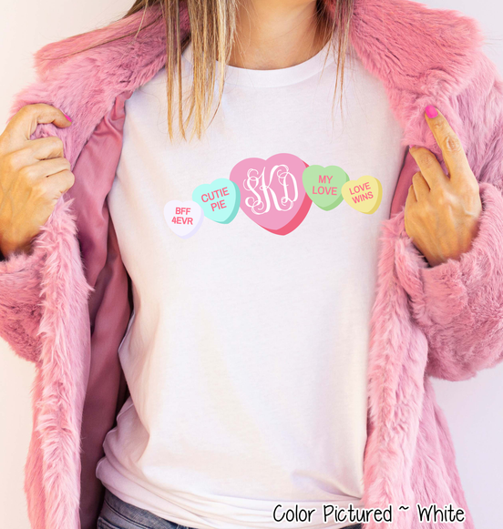 Monogram Conversation Hearts Line Valentine Shirt