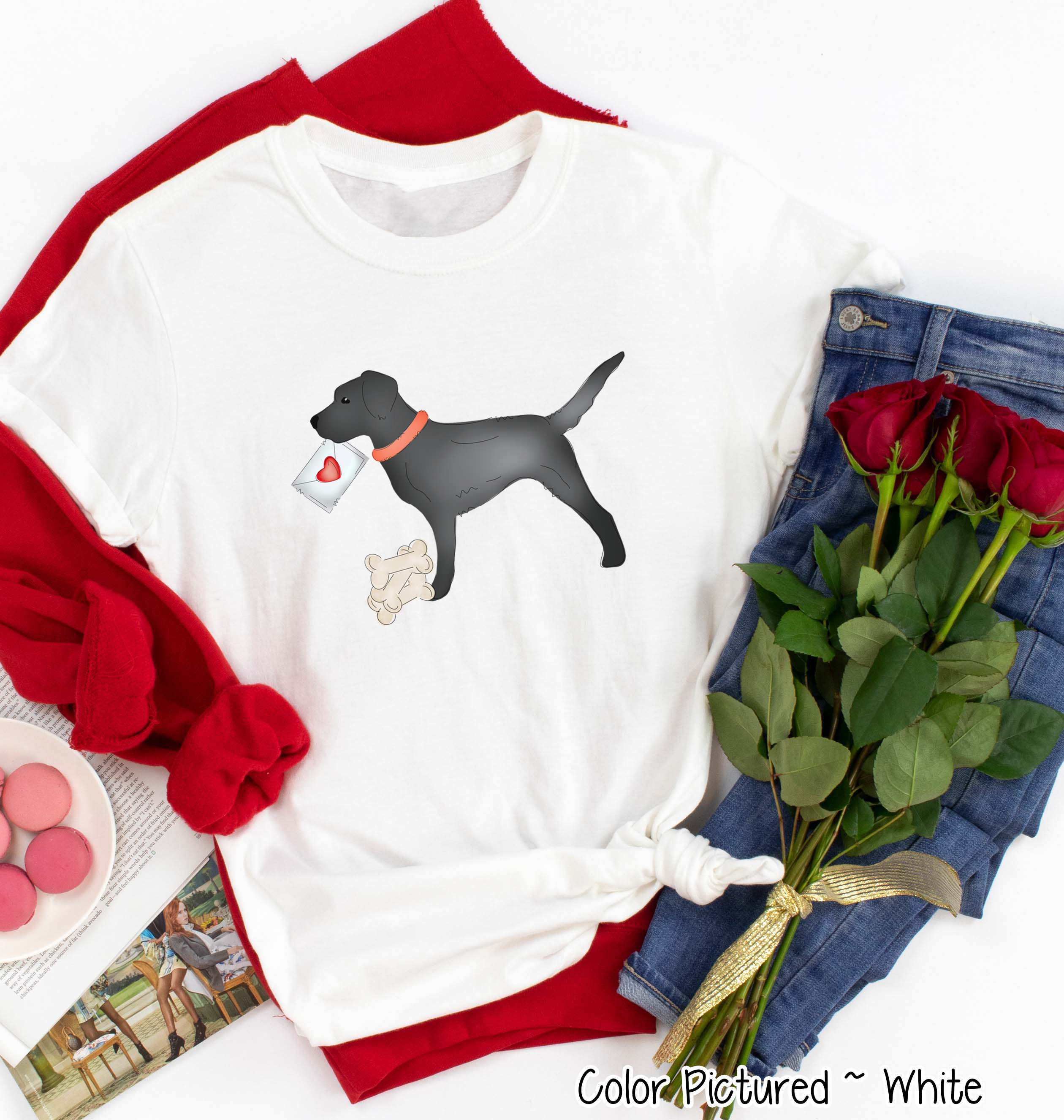 Black Lab Dog Letter Valentine Shirt