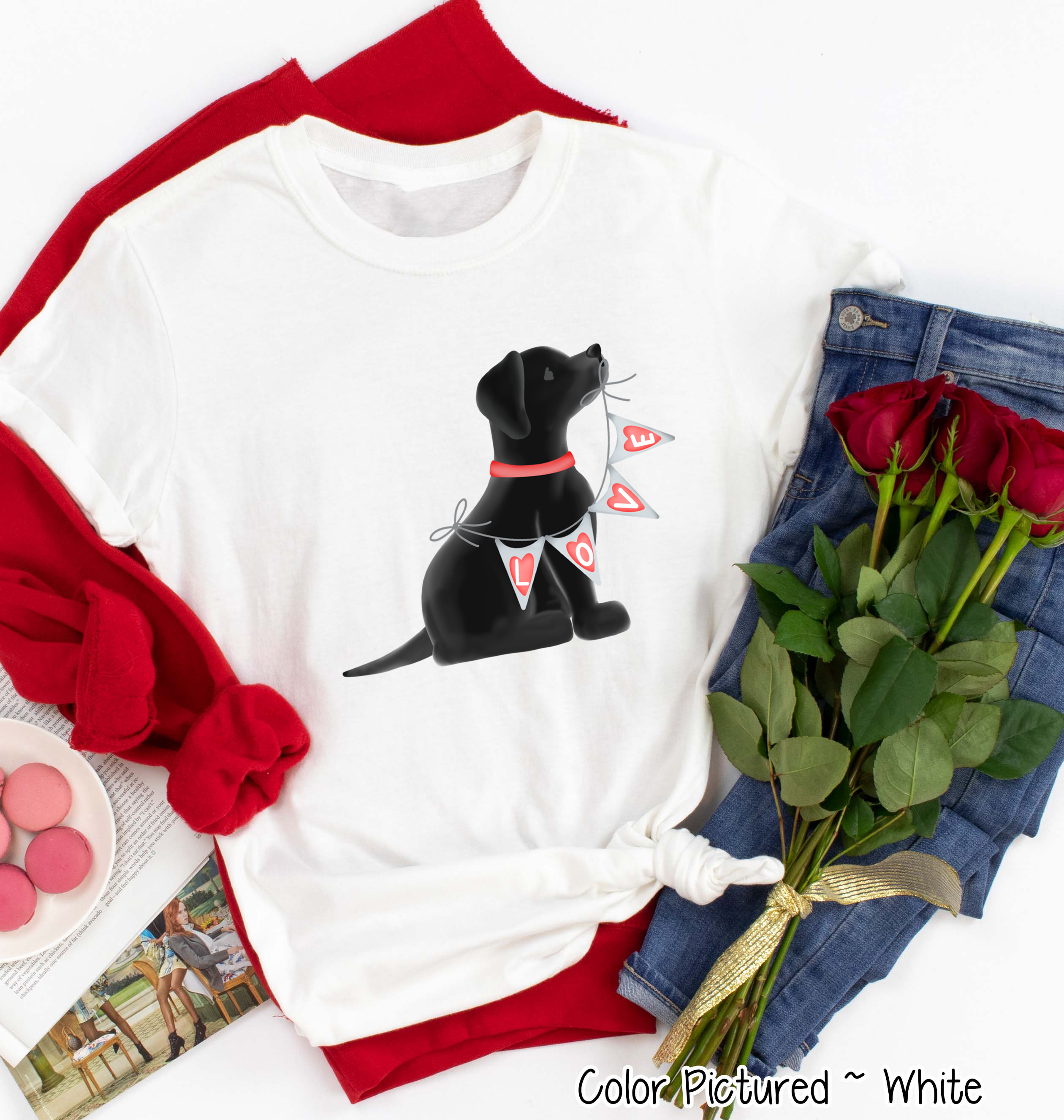Black Lab Dog Love Valentine Shirt