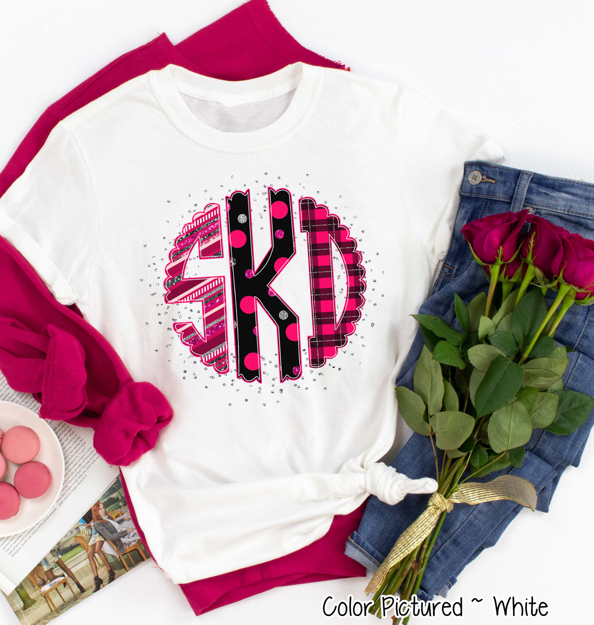Monogram Pink, Black, Silver Print Valentine Shirt