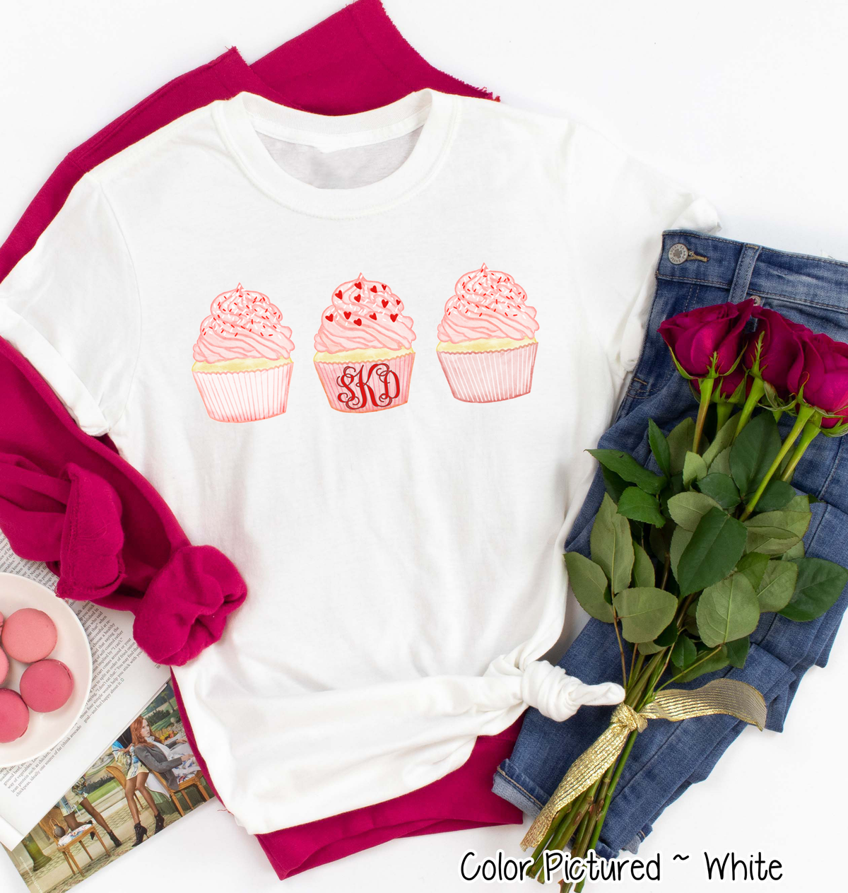 Monogram Cupcake Trio Valentine Shirt