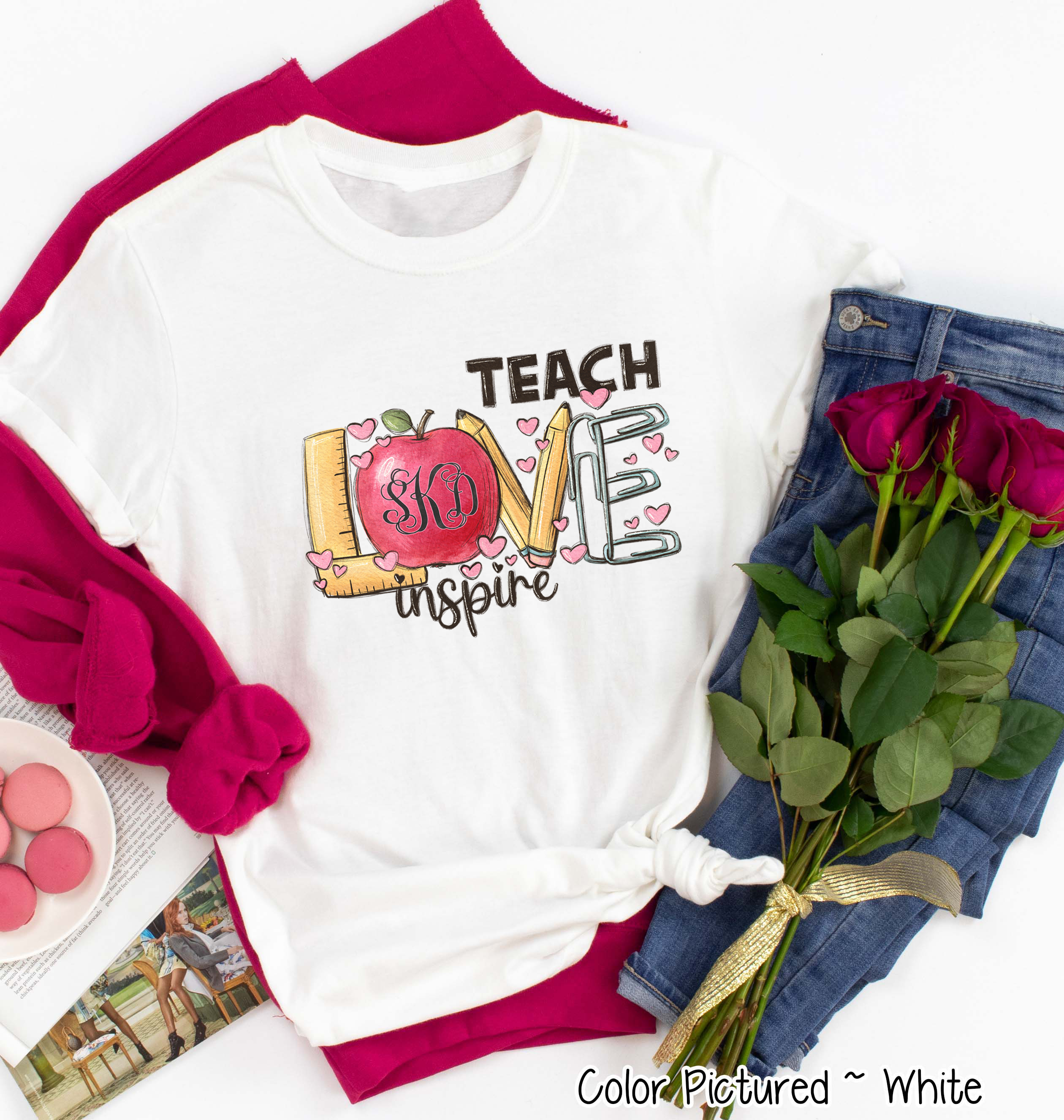 Monogram Teach, Love, Inspire Valentine Shirt