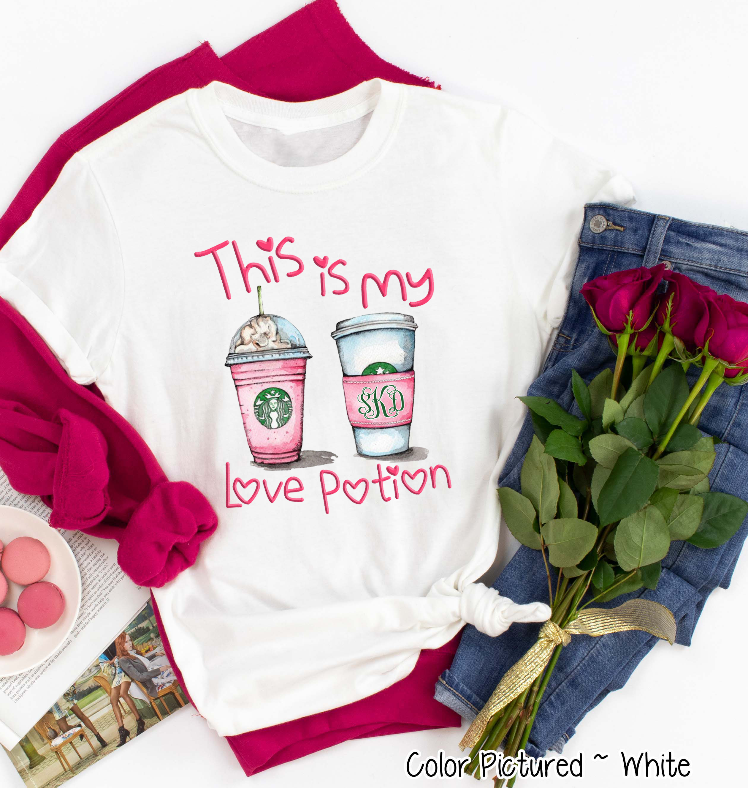 Monogram Love Potion Starbucks Coffee Valentine Shirt