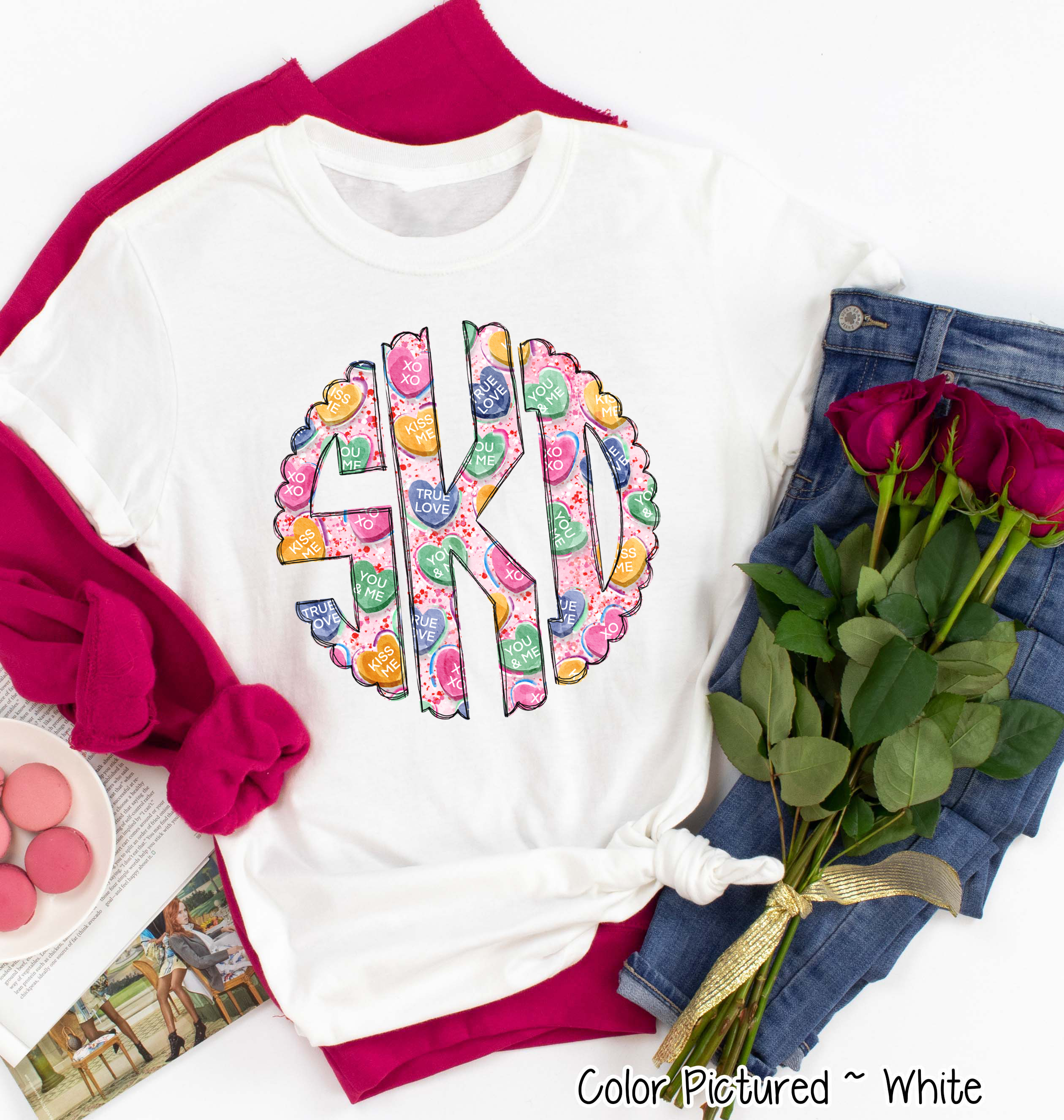 Monogram Conversation Hearts Prints Valentine Shirt
