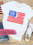 Watercolor American Flag with Monogram Tee