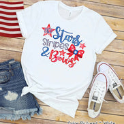 Patriotic Stars Stripes & Bows Monogram Tee