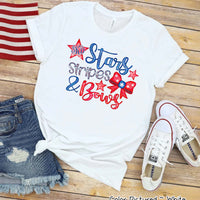 Patriotic Stars Stripes & Bows Monogram Tee