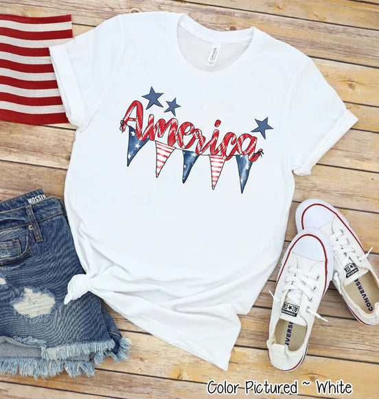 America Patriotic Bunting Tee