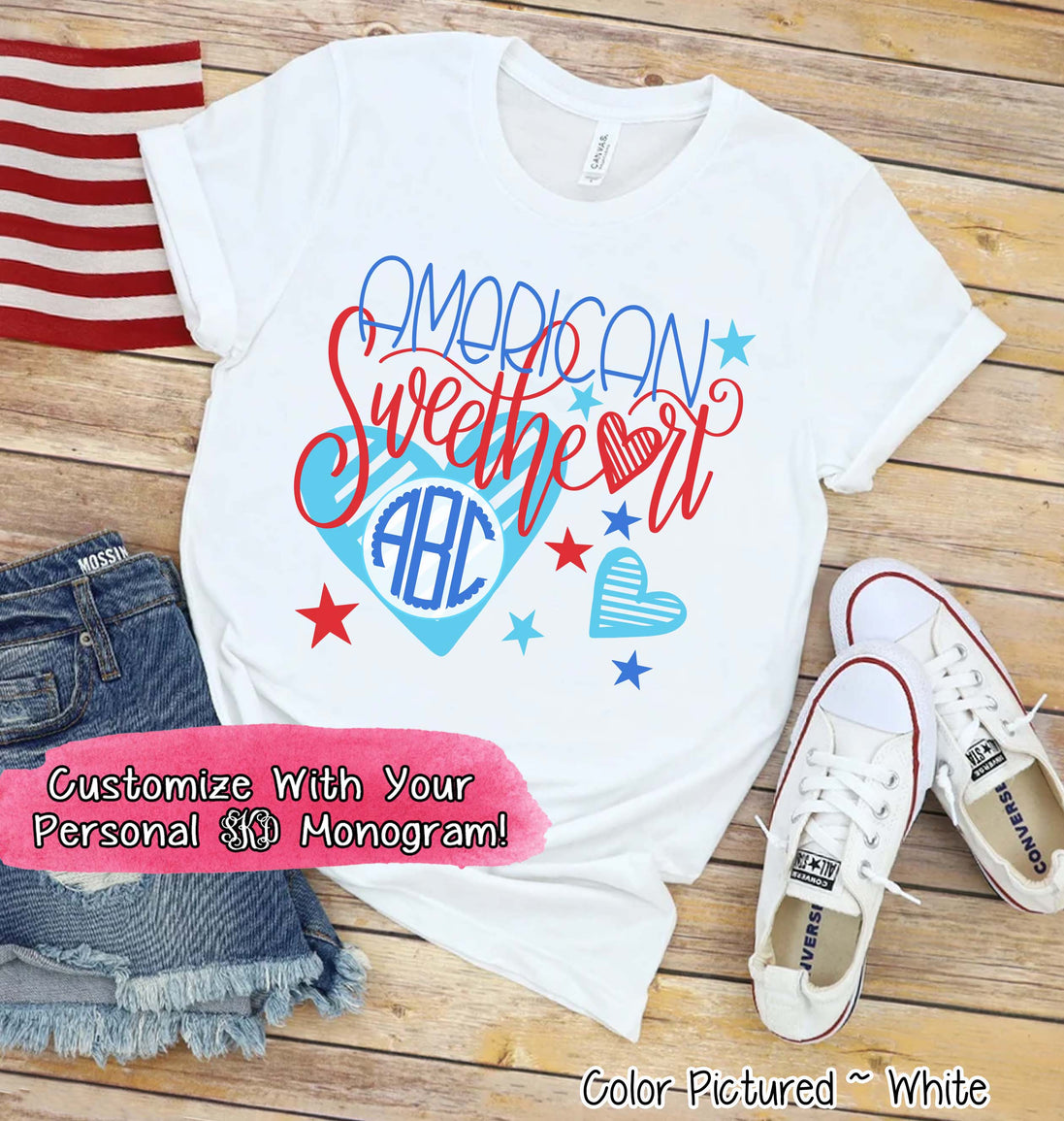 American Sweetheart Patriotic Monogram Tee