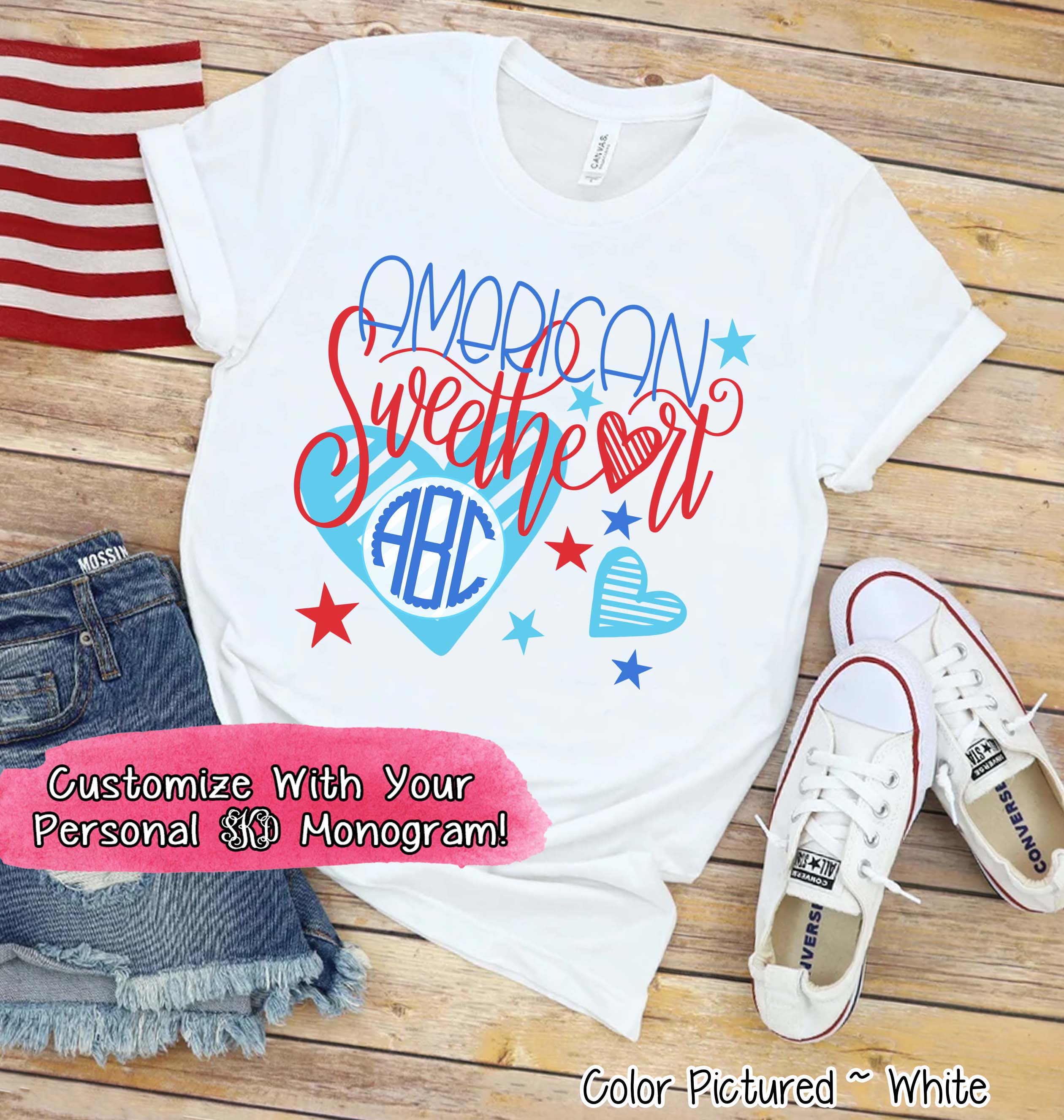 American Sweetheart Patriotic Monogram Tee