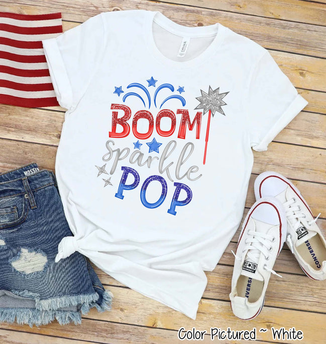 Boom Sparkle Pop Cute Patriotic Tee