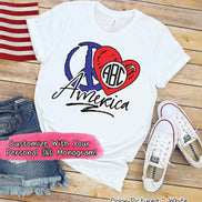 Peace Love America Monogram Tee