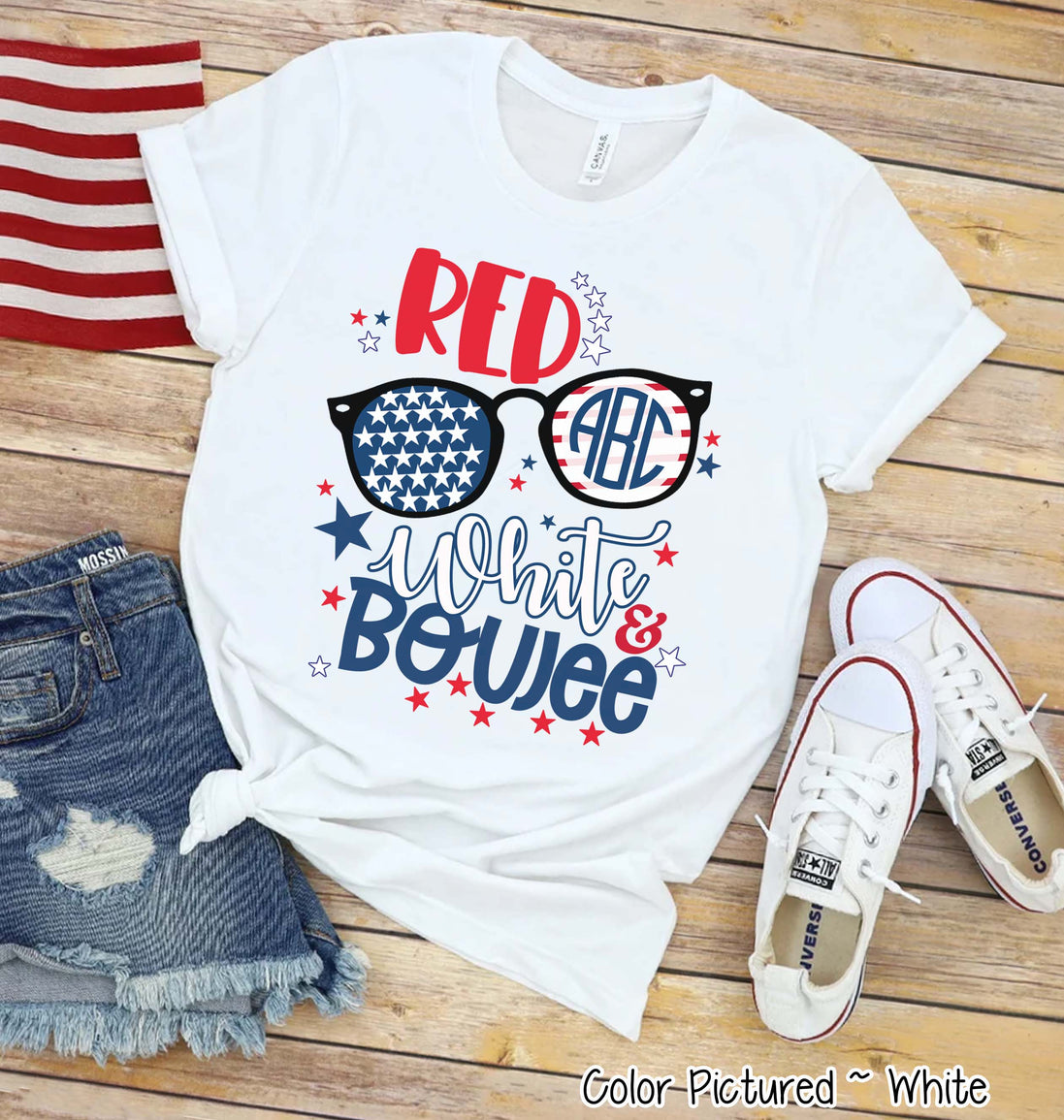 Red White & Boujee Cute Monogram Tee