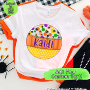 Personalized Candy Corn Frame with Custom Name Halloween Tee
