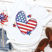 Flag Heart Fun Patriotic Tee