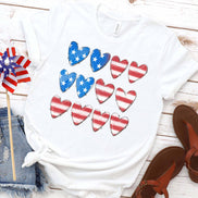Red White and Blue Hearts Patriotic Flag Tee