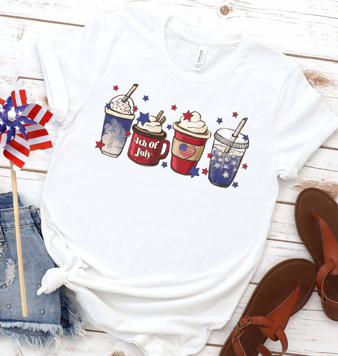 Patrotic Coffee Lovers Latte July 4th Tee