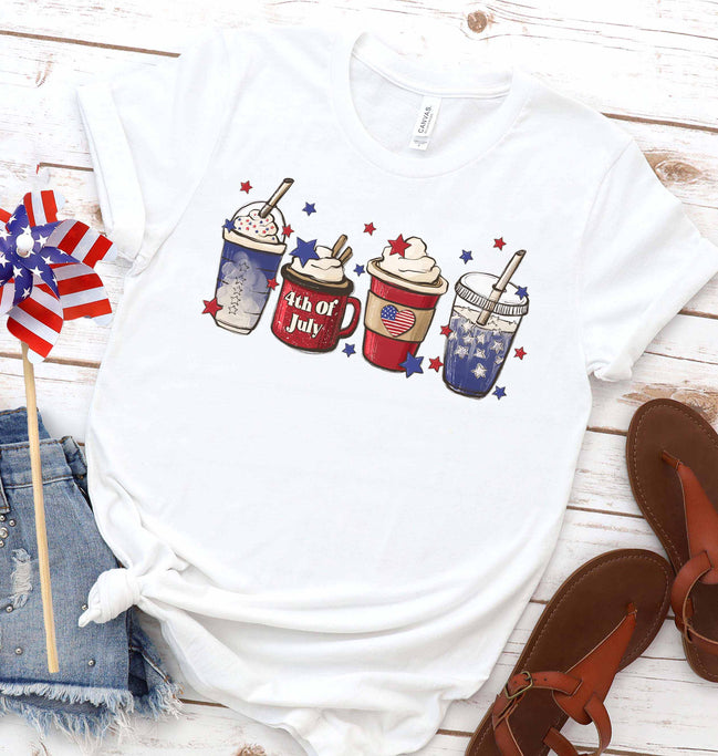 Patrotic Coffee Lovers Latte July 4th Tee