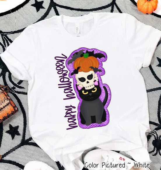 Happy Halloween Cat Pumpkin Halloween Tee