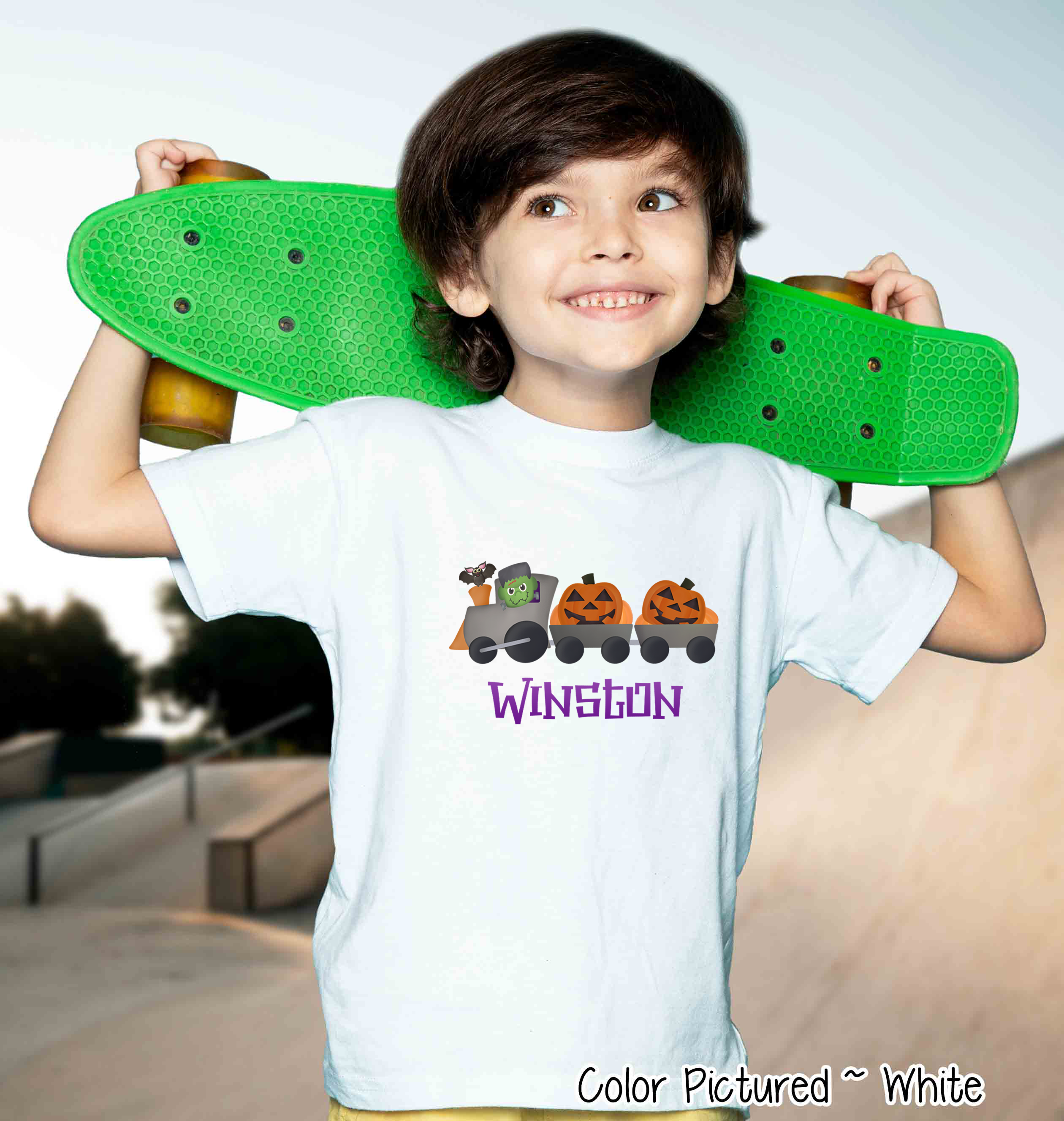 Personalized Frankenstein Train Youth, Toddler, Infant Halloween Tee