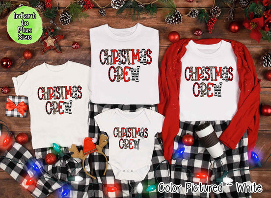 Buffalo Plaid & Leopard Print Christmas Crew Family Tee