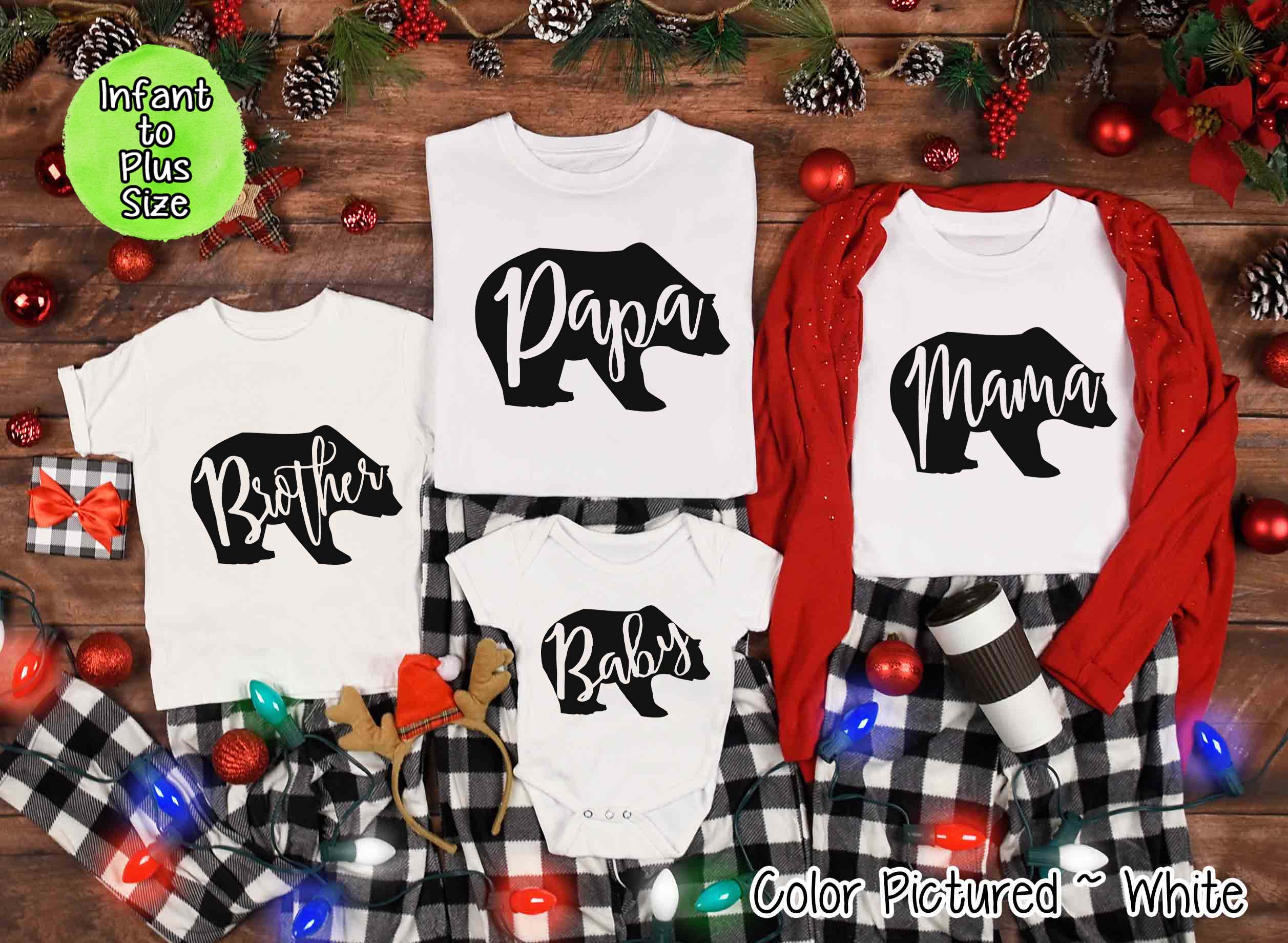 Personalized Family Matching Group Bear Christmas Tee
