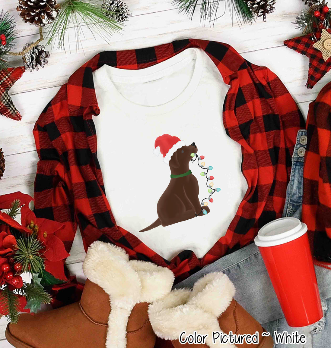 Chocolate Lab Dog Christmas Tee