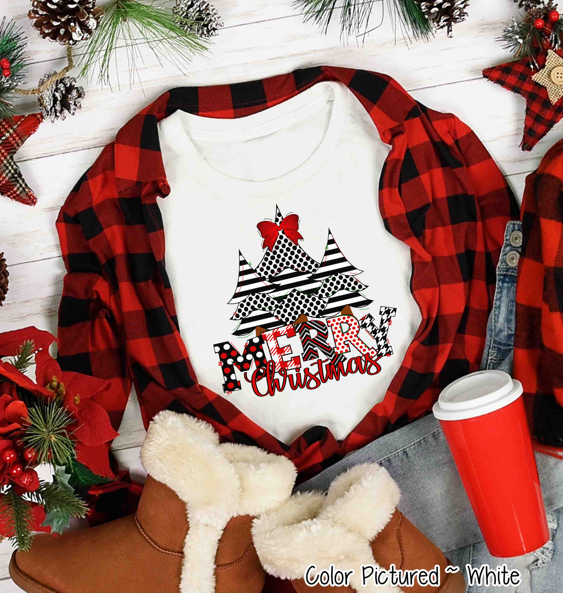 Black Polka Dot Merry Christmas Tee