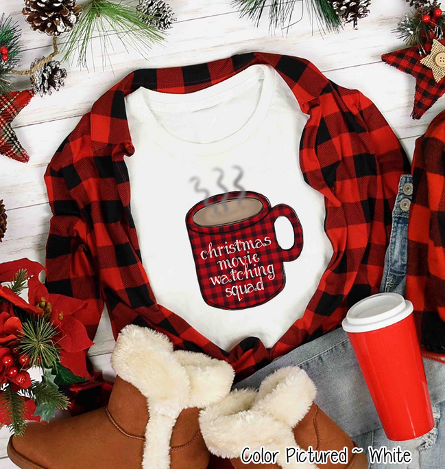 Buffalo Plaid Christmas Movie Watching Squad Tee