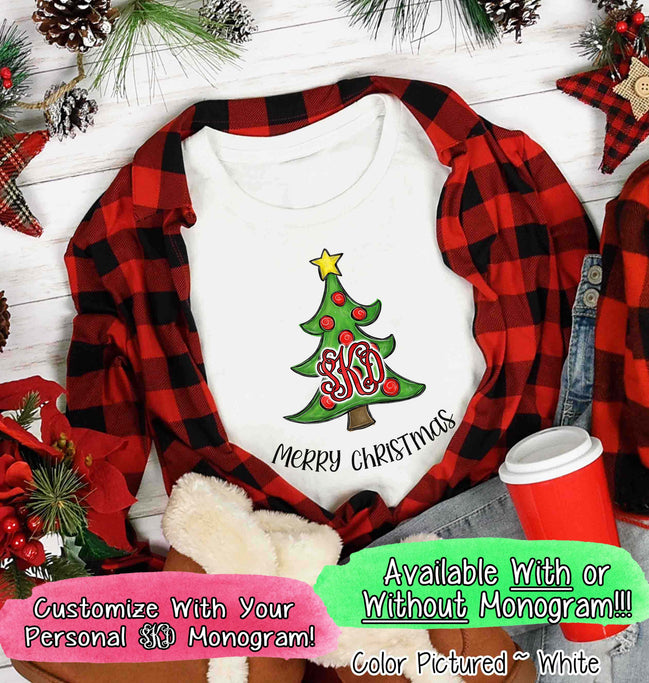 Monogrammed Christmas Tree Tee