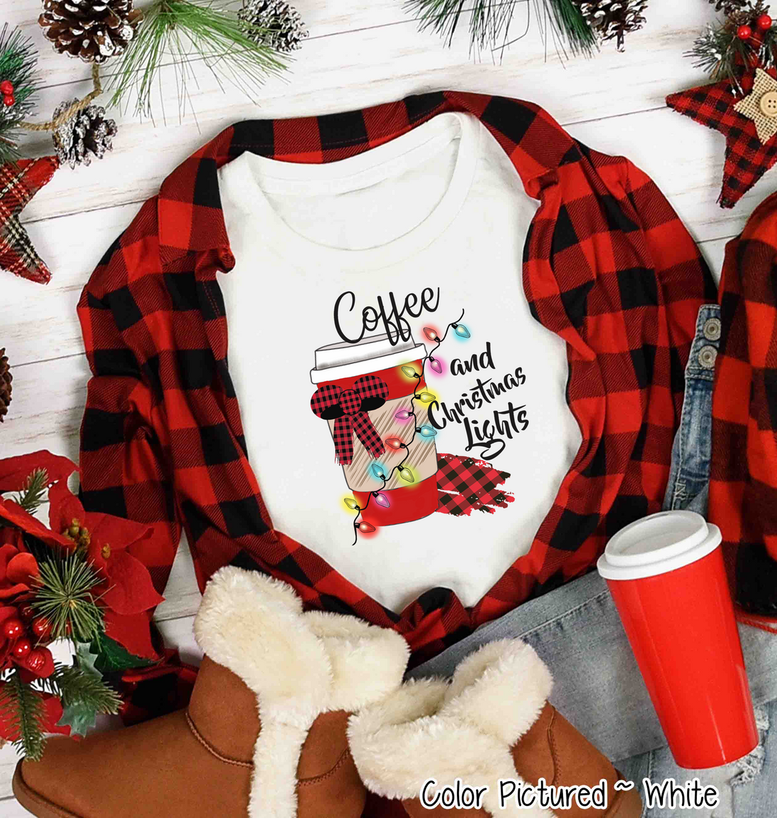 Coffee and Christmas Lights Tee