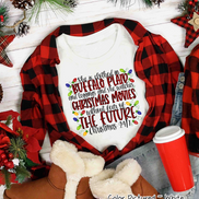 She is clothed in Buffalo Plaid Christmas Movie Tee