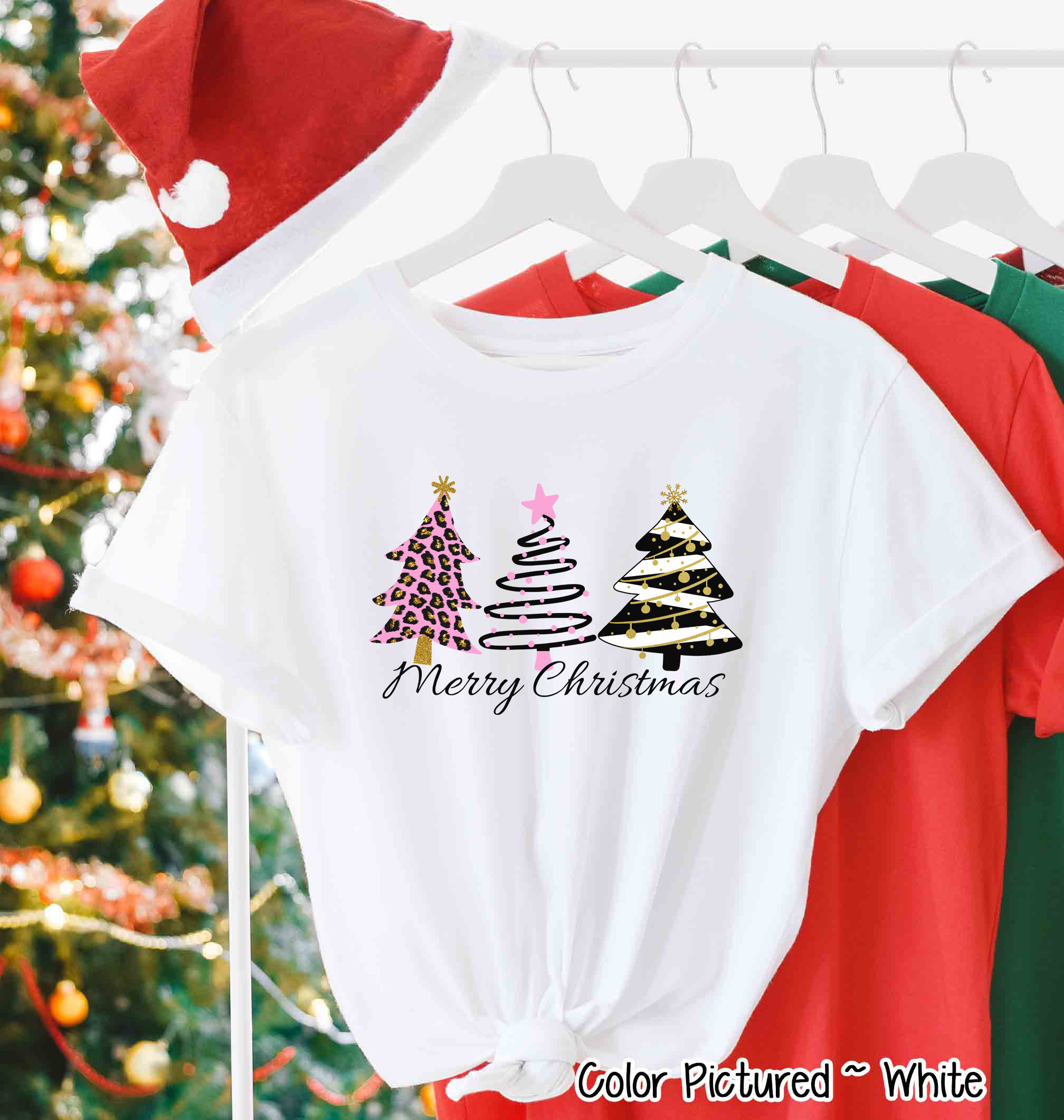 Pink Leopard Merry Christmas Tee