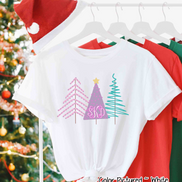 Monogrammed Modern Pastel Christmas Tree Tee