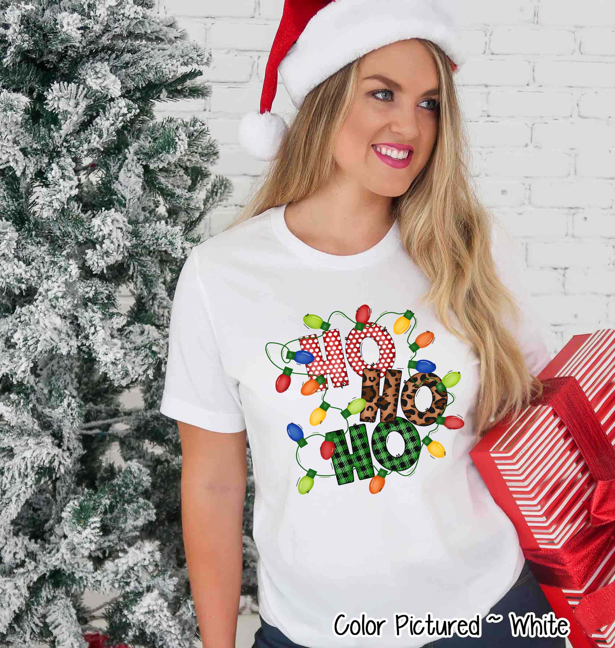 Ho Ho Ho Lights Christmas Tee