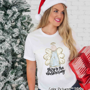 Glory to the New Born King Angel Christmas Tee