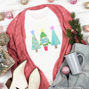 Monogrammed Pastel Christmas Tree Trio Tee