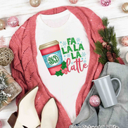 Monogrammed Fa La La Latte Christmas Tee